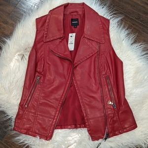 NWT Express Red Faux Leather Vest size xs